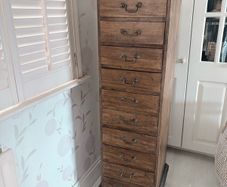 Beautiful slim rustic vintage 10 drawer tallboy in superb condition