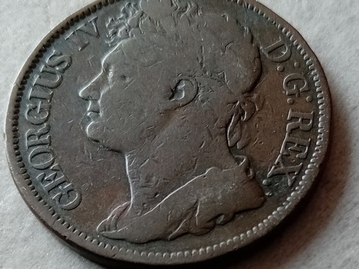 1822 George IV Irish Hibernia Penny Miss Press