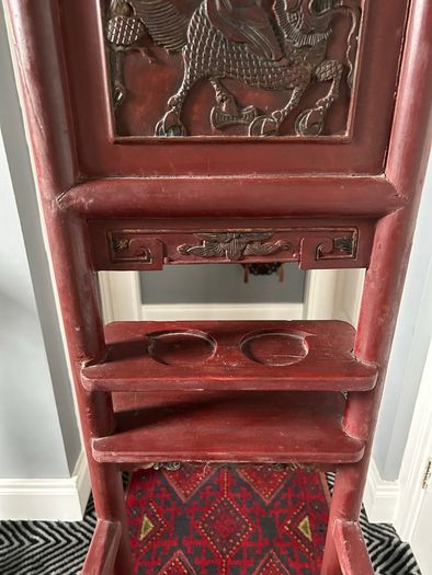 Antique Chinese Red Lacquer Wash Basin Stand