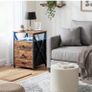 Bedside Table Set of 2 with Charging Station, Side Table with Led Lights Image 4