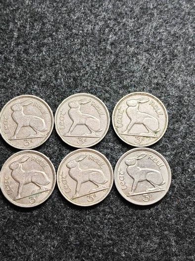 Irish Eire Threepence Leat Reul hare collection FULL DATE RUN 1942 to 1968.