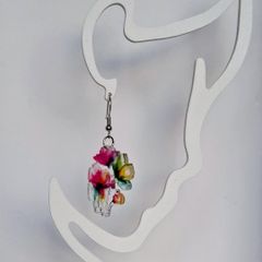 Vibrant Poppy Blossom Watercolour Earrings