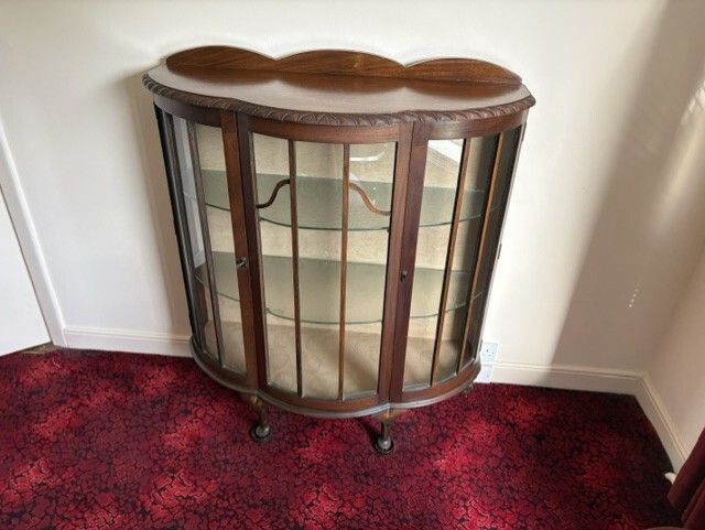 Vintage bow front display cabinet