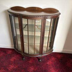 Vintage bow front display cabinet