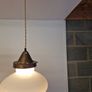 Vintage French pendant light with opaline glass shade Image 2