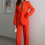 Fab Zara Bloggers Insta Famous Pumpkin Orange Suit Co Ord Blazer and Trousers   Size XL UK 14 Image 6