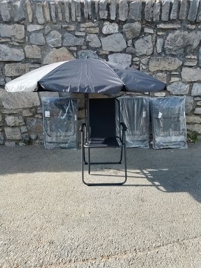 Four New Garden Chairs And Parasol