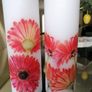 Summer birthday decorative spring red gerberas candle gift set Image 3