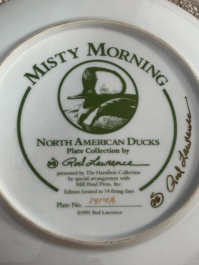 Vintage Misty Morning Plate North American Ducks Rod Lawrence