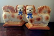 Antique Staffordshire pekingese dogs