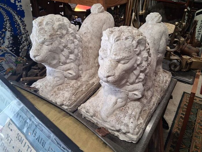 Large Pair cast stone Garden Lions