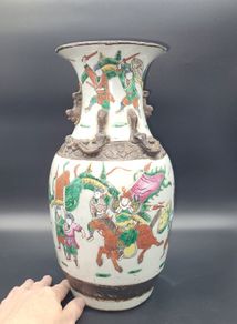 Chinese Qing Warrior Vase Late 19th Century SIGNED