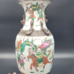 Chinese Qing Warrior Vase Late 19th Century SIGNED