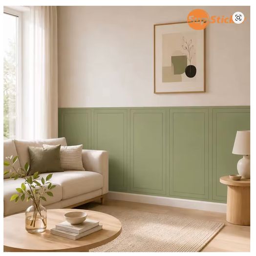 Green Modern Half Wall Sticker, Waterproof Wear-Resistant Self-Adhesive Decor Panel, 45x90cm