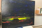 Large oil painting. Asian temple at night. By renowned Irish artist David Foley
