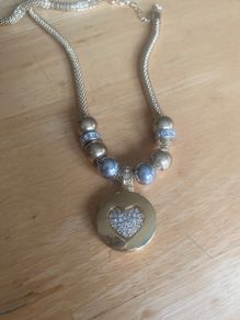 Absolute Heart Pendant Beaded Necklace, Gold colour
