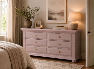 Dusty pink drawers, dresser, sideboard