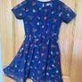 Girls Navy Summer Floral Dress Image 2