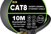 Cat 8 Ethernet Cable 10M, High-Speed 40Gbps/2000Mhz Flat Braided Internet Cable, Gigabit STP RJ45 Network Cable Compatible for PS4/5, for Modem, PC/Laptop