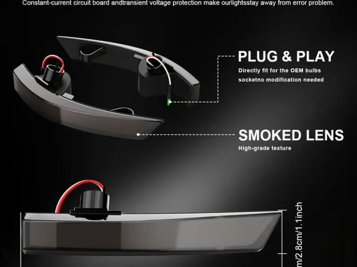1Pair Flowing Dynamic Indicator Turn Signal Light LED Side Wing Mirror Blinker for Ford Focus