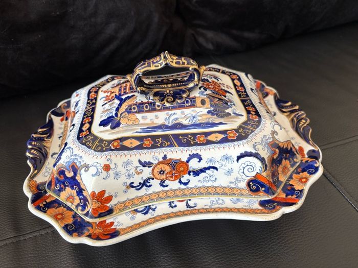 Antique John Ridgway Penang Pattern 4118 Superior Stone China Covered Tureen c.1835