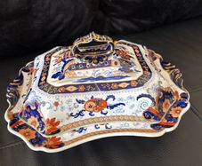 Antique John Ridgway Penang Pattern 4118 Superior Stone China Covered Tureen c.1835