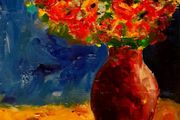 2 x Floral themed 8 x 10 and 10 x 10 inch acrylic paintings on canvas panel, varnished. Original art by seller.