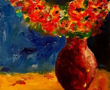 2 x Floral themed 8 x 10 and 10 x 10 inch acrylic paintings on canvas panel, varnished. Original art by seller.