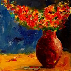2 x Floral themed 8 x 10 and 10 x 10 inch acrylic paintings on canvas panel, varnished. Original art by seller.