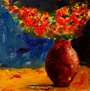 2 x Floral themed 8 x 10 and 10 x 10 inch acrylic paintings on canvas panel, varnished. Original art by seller.