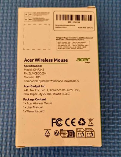 Acer Wireless Mouse with a Stable 2.4G Connection, new, unopened