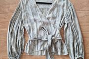 Ted Baker Sage Green Floral Wrap Blouse Size 2 UK 10