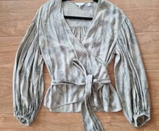 Ted Baker Sage Green Floral Wrap Blouse Size 2 UK 10