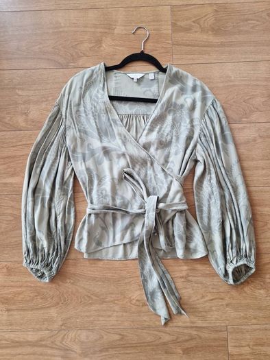 Ted Baker Sage Green Floral Wrap Blouse Size 2 UK 10