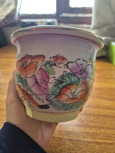 Colourful Vintage Chinoiserie Planter. Jardiniere.