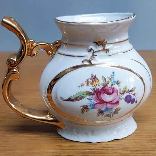 Vtg Czechoslovakia Jome Rose Floral Pattern Drinking Sipping Spa Cup Mug