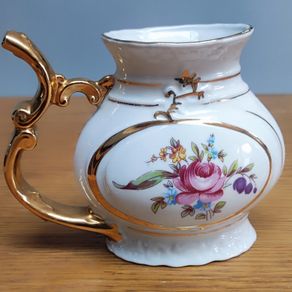 Vtg Czechoslovakia Jome Rose Floral Pattern Drinking Sipping Spa Cup Mug