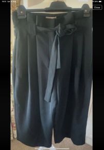 trousers Bnwt black H&M paper bag waistband culottes size 10
