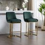 Set of 2 Velvet Bar Stools with Backrest for Kitchen Island Image 9