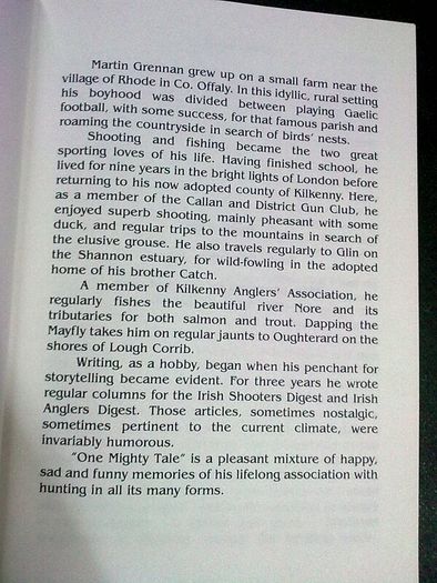 One Mighty Tale A shooting and fishing life Ireland Irish Offaly