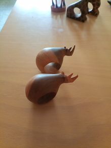 Wooden African napkin holder Rhino