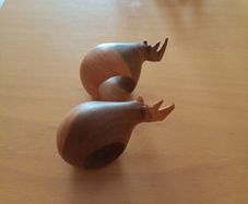 Wooden African napkin holder Rhino