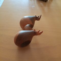 Wooden African napkin holder Rhino