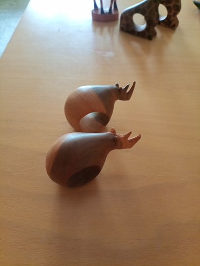 Wooden African napkin holder Rhino