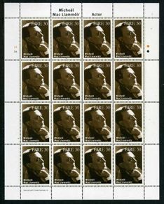 1999 Ireland Irish Actors and Actresses Michael Mac Liamnoir Commemorative Stamp Sheetlet Plate 1A1A Mint Never Hinged (MNH)