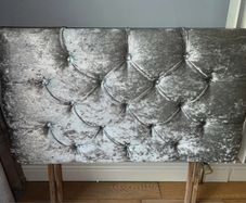 Crushed Velvet Silver Headboard - Single