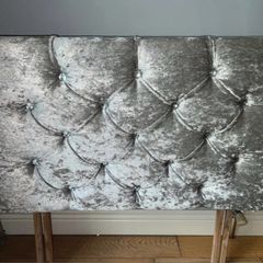 Crushed Velvet Silver Headboard - Single