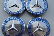 4 x Mercedes Centre Caps (Light Blue) FREE POST