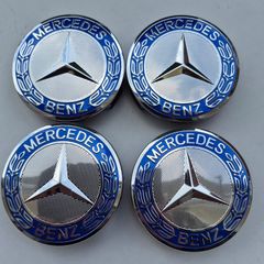 4 x Mercedes Centre Caps (Light Blue) FREE POST