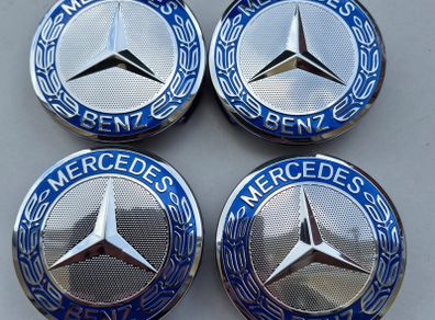 4 x Mercedes Centre Caps (Light Blue) FREE POST
